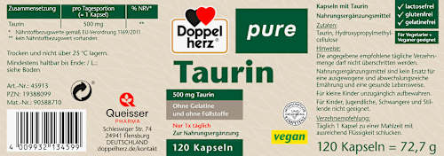 Taurin 500mg 60 Kapseln - Vegane Aminosäure Für Energie & Wohlbefinden
