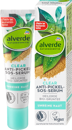 alverde NATURKOSMETIKAnti-Pickel-SOS-Serum Heilerde & Grüntee, 15 ml