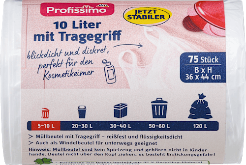 ProfissimoMüllbeutel 10 l mit Tragegriff für Kosmetikeimer, 75 St
