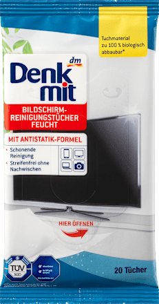 DenkmitFeuchte Reinigungstücher für Bildschirm, 20 St