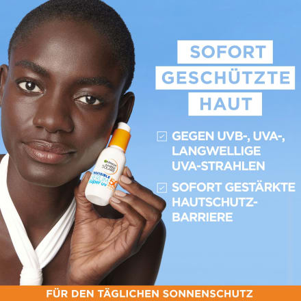 Garnier Ambre Solaire UV-Fluid Fürs Gesicht, LSF 50+ – Extra Leicht, Mit Hyaluron, Für Sensible Haut, 50 Ml