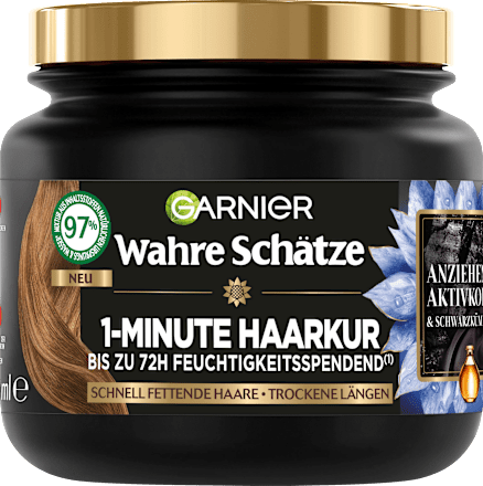 Wahre SchätzeHaarkur 1-Minute Aktivkohle, fettige Kopfhaut, 340 ml