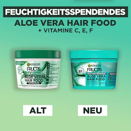 3in1 Maske Garnier Fructis Hair Food Aloe Vera Pflege - 350 Ml, Fr Trockenes  Haar, 98% Natrliche Inhaltsstoffe, Vegan Fructis Aloe Vera Haarpflege