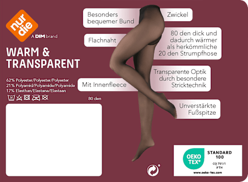 NUR DIE Damen Strumpfhose Wohlig Warm 100 DEN - MÜLLER