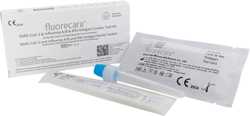 fluorecareKombitest SARS-CoV-2 & Influenza A/B & RSV Antigen Combo Test Kit, 1 StMedizinprodukt