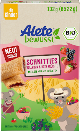 Alete bewusstKindersnack Schnitties Vollkorn Rote Früchte (6x22 g), ab 3 Jahren, 132 g