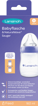 Lansinoh Glas-Weithalsflache 240ml Mit Natural Wave Sauger Größe M 1 Stück