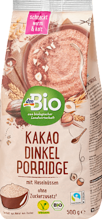 dmBioPorridge, Kakao Dinkel mit Haselnüssen, 500 g