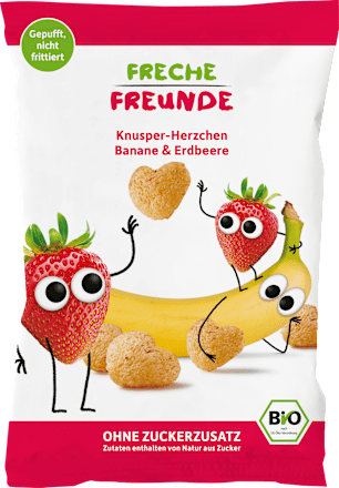 Freche FreundeKindersnack Knusper-Herzchen Banane & Erdbeere, 30 g