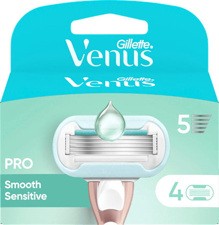 Gillette VenusRasierklingen, Pro Smooth Sensitive, 4 St