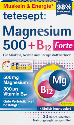 teteseptMagnesium 500 + B12 Depot Tabletten 30 St, 42,8 gNahrungsergänzungsmittel