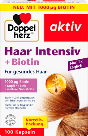 DoppelherzHaar Intensiv + Biotin Kapseln 100 St, 58 gNahrungsergänzungsmittel