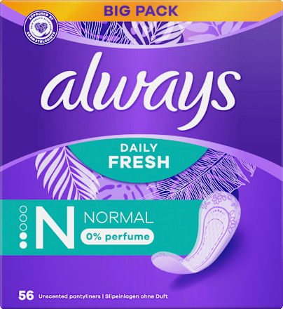 alwaysSlipeinlagen Daily Fresh Normal ohne Duft, Big Pack, 56 St