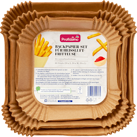 ProfissimoBackpapier für Heißluftfritteuse, 60 St