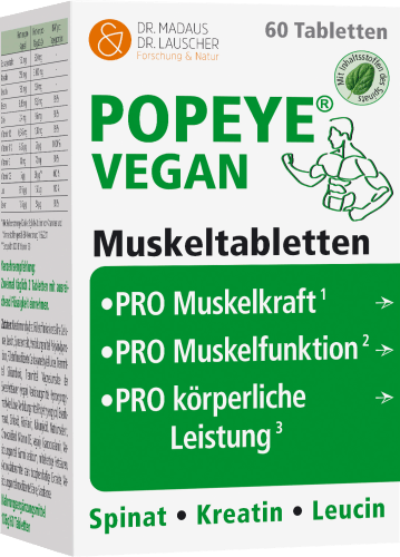 Popeye vegane Muskeltabletten 60 St, 106 g