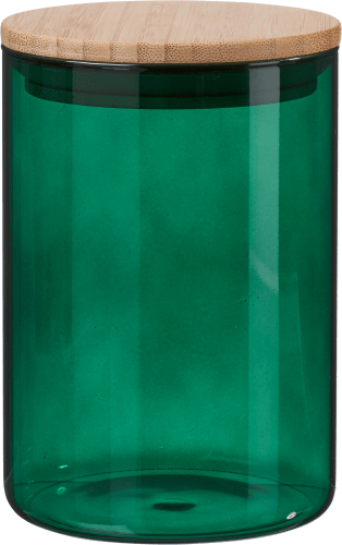 1 Glasdose mit Holzdeckel, dunkelgrün, St
