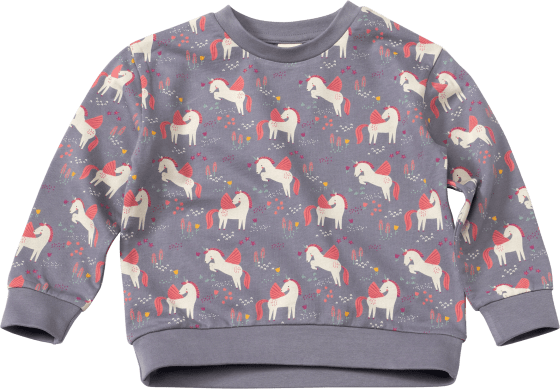 Sweatshirt mit Einhorn-Muster, grau, Gr. 104, 1 St