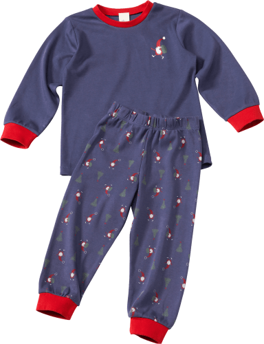 Schlafanzug mit St Gr. & rot, blau 104, Weihnachts-Muster, 1