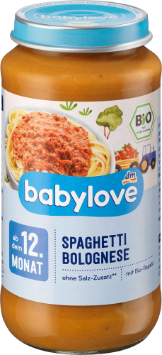 Menü Spaghetti Bolognese ab dem Monat, 250 12. g