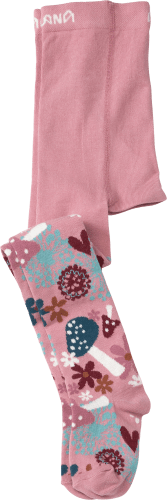 Strumpfhose mit Pilz-Blumen-Motiv, rosa, Gr.110/116, 1 St