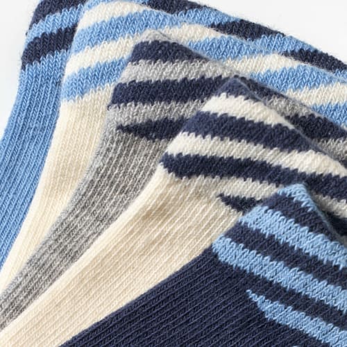 Socken, blau + weiß 23/26, Gr. 5 St + grau