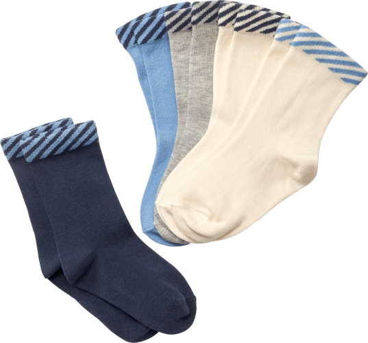 Socken, Gr. + + St 5 weiß grau, 23/26, blau