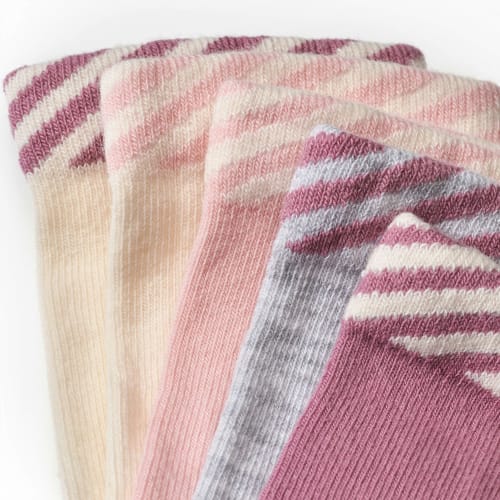 Socken, rosa + weiß + grau, 23/26, St 5 Gr