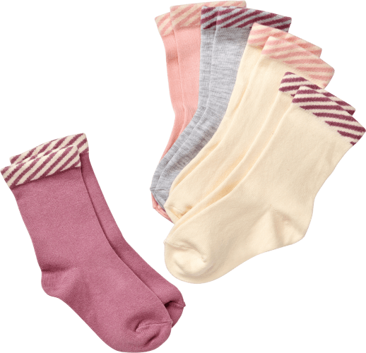 Socken, rosa + weiß + grau, Gr. 23/26, 5 St