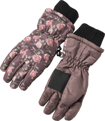 Handschuhe mit Rosen-Muster, grau, Gr. 3, 1 St