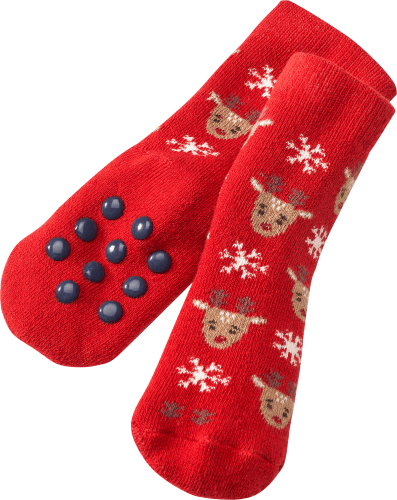 ABS Socken mit Rentier-Muster, rot, Gr. 18/19, 1 St