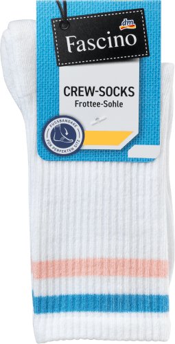 Crew Socken mit Ringeln, weiß & apricot, Gr. 35-38, 1 St