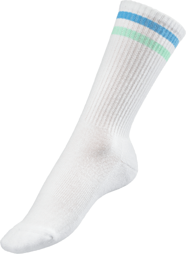 Crew Socken mit Ringeln, weiß St grün, 1 & 35-38, Gr