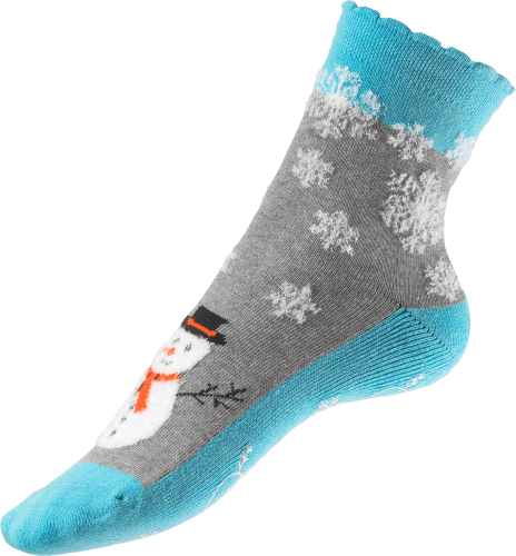 ABS Socken grau, Schneemann-Motiv, St 1 blau Gr. 35-38, XMAS & mit