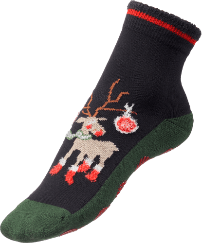 ABS Socken XMAS mit Rentier-Motiv, St schwarz grün, Gr. & 1 35-38