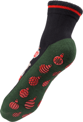 Socken mit St 1 grün, ABS Gr. 35-38, schwarz XMAS Rentier-Motiv, &