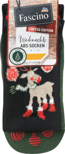 ABS Socken XMAS mit Rentier-Motiv, schwarz & grün, Gr. 35-38, 1 St