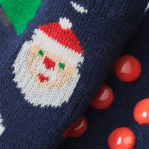 ABS Socken mit Weihnachts-Muster, blau Gr. rot, 1 18/19, St 