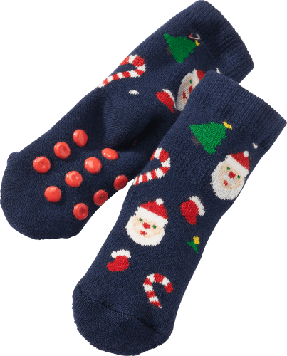ABS Socken mit Weihnachts-Muster, blau & rot, Gr. 18/19, 1 St