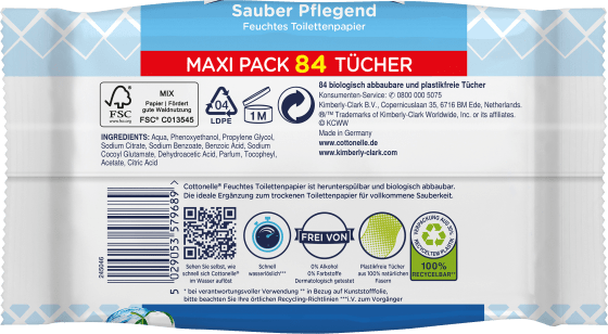 Toilettenpapier Feuchtes 84 Pflegend, Maxi Sauber Pack, St