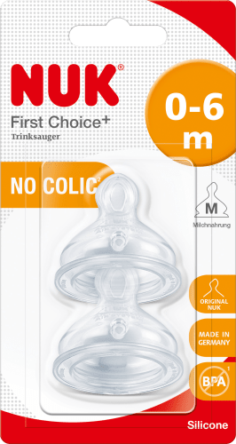 Trinksauger First Choice+ Silikon, Gr. M (Milch), 0-6 Monate, 2 St