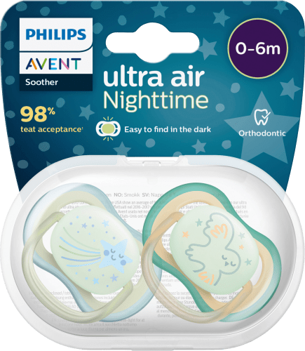 Schnuller ultra air Night, St 0-6 grün/weiß, 1 Monate