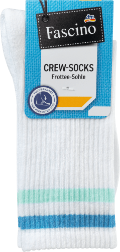 Crew Socken mit Ringeln, weiß & grün, Gr. 35-38, 1 St