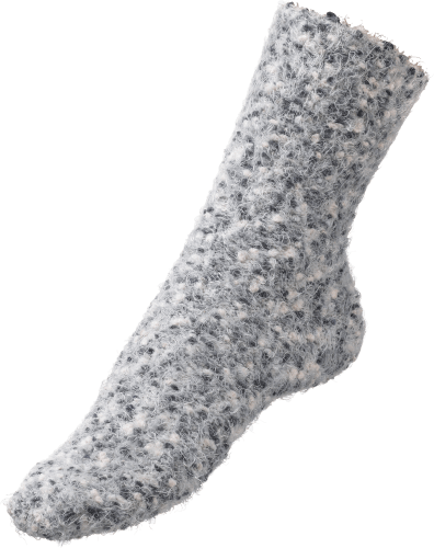 Kuschelsocken mit Noppengarn, weiß & grau, 39-42, 1 St Gr
