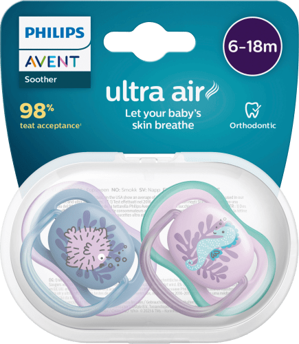 Schnuller ultra air Silikon, blau/rosa), 6-18 Monate, 2 St