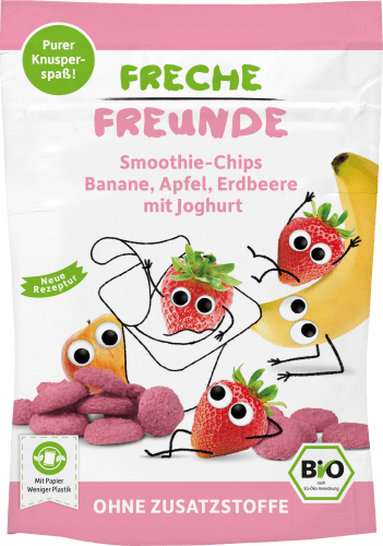 Kindersnack Smoothie-Chips Banane Apfel Erdbeere mit Joghurt, ab 3 Jahren, 16 g