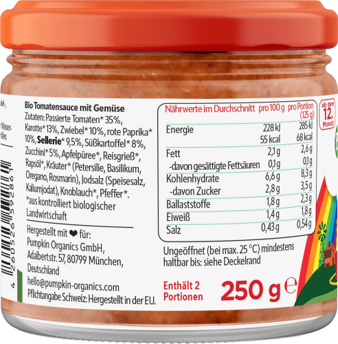 Soße Tomaten Gemüse Pasta ab 250 g Jahr, 1