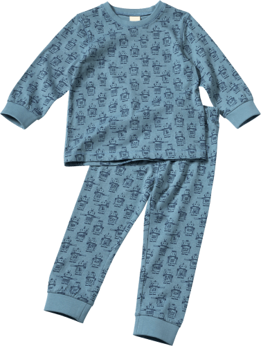 Schlafanzug mit Roboter-Muster, blau, Gr. 110/116, 1 St