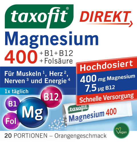 + + Magnesium + 40 B1 B6 Folsäure 20 Direkt-Granulat St., + B12 g 800 400