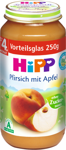 Früchte Pfirsich mit Apfel nach 4. 250 g dem Monat