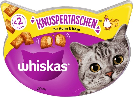 Katzenleckerli Knuspertaschen mit Huhn & Käse, 60 g | Snacks für Katzen